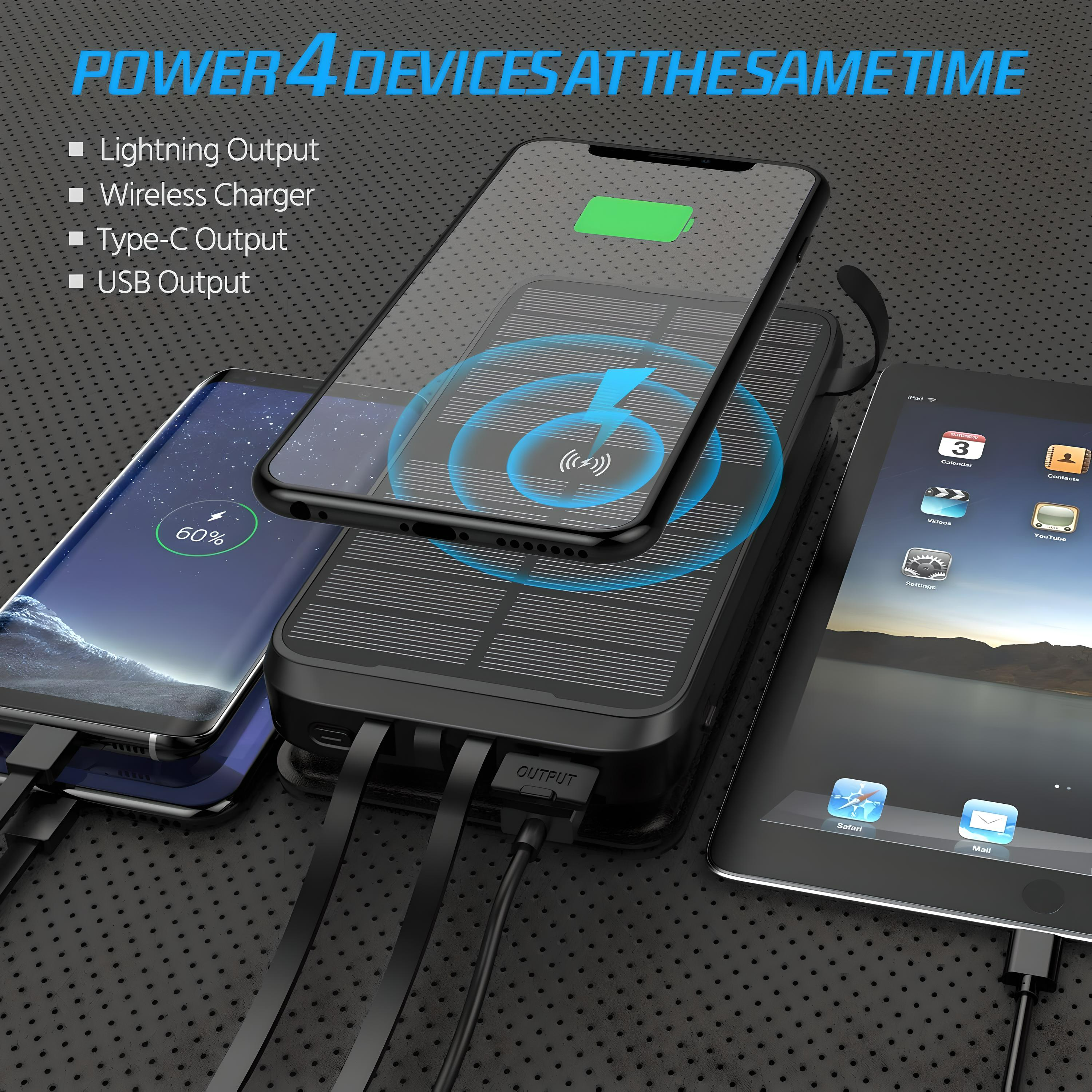 PowerPak™ 12W Solar + 16,000mAh K6 Power Bank Hybrid Charger